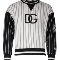 Dolce & Gabbana Black White Stripes Logo Sweatshirt Sweater