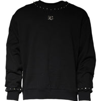 Dolce & Gabbana Black Logo Stud Pullover Sweatshirt Sweater