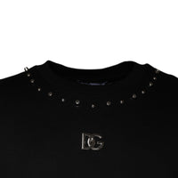 Dolce & Gabbana Black Logo Stud Pullover Sweatshirt Sweater