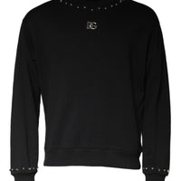 Dolce & Gabbana Black Logo Stud Pullover Sweatshirt Sweater