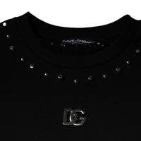 Dolce & Gabbana Black Logo Stud Pullover Sweatshirt Sweater