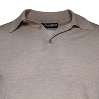 Dolce & Gabbana Beige Cashmere Knit Collared Pullover Sweater