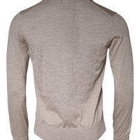 Dolce & Gabbana Beige Cashmere Knit Collared Pullover Sweater