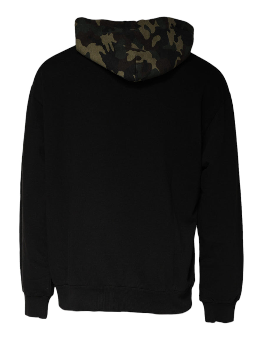 Dolce & Gabbana Black Camouflage Hooded Sweatshirt Sweater