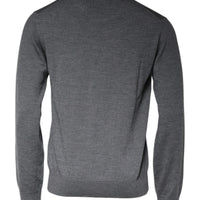 Dolce & Gabbana Dark Gray Wool Crew Neck Pullover Sweater