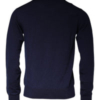 Dolce & Gabbana Dark Blue Wool Crew Neck Pullover Sweater