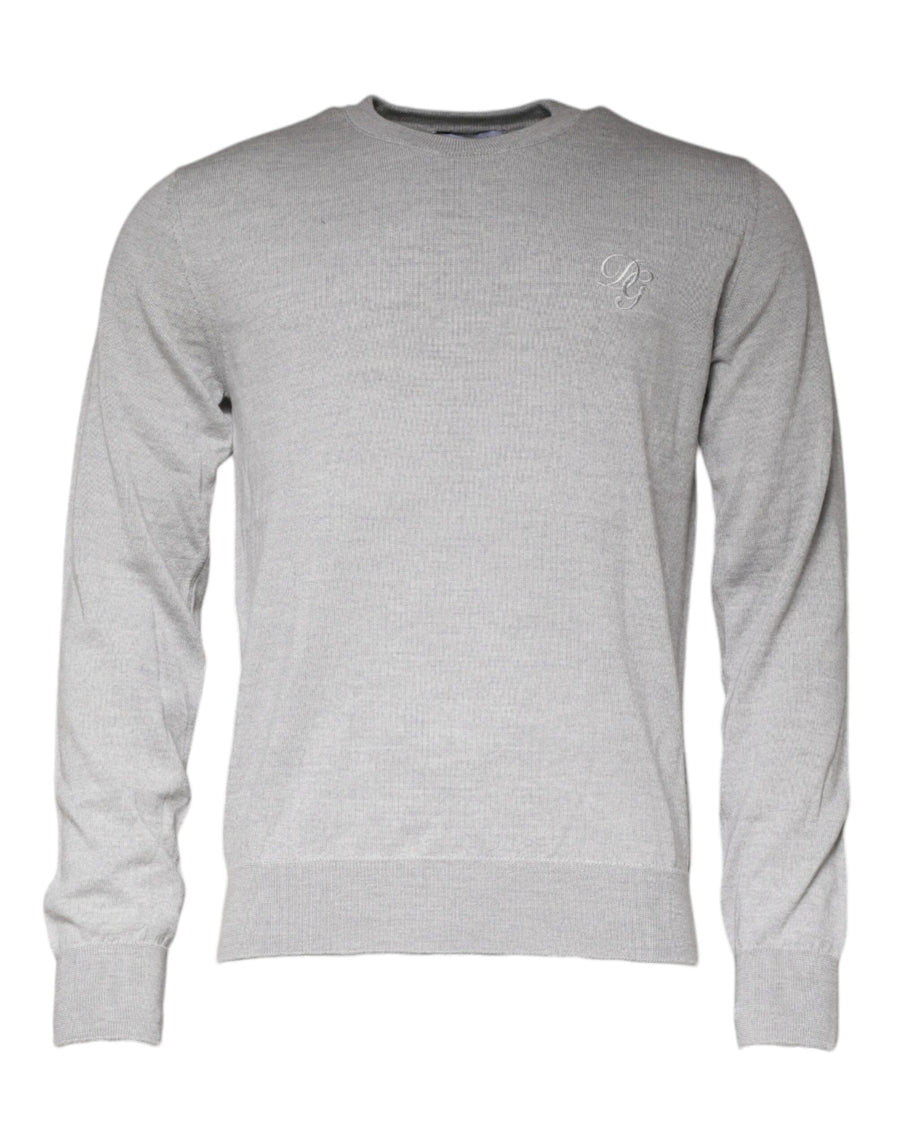 Dolce & Gabbana Light Gray Wool Crew Neck Pullover Sweater