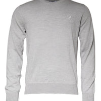 Dolce & Gabbana Light Gray Wool Crew Neck Pullover Sweater