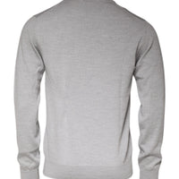 Dolce & Gabbana Light Gray Wool Crew Neck Pullover Sweater