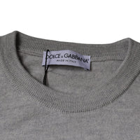 Dolce & Gabbana Light Gray Wool Crew Neck Pullover Sweater