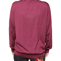 Dolce & Gabbana Maroon Cashmere V-neck Men Pullover Sweater