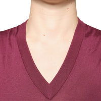 Dolce & Gabbana Maroon Cashmere V-neck Men Pullover Sweater