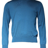 Dolce & Gabbana Blue Long Sleeve Crew Neck Pullover Sweater