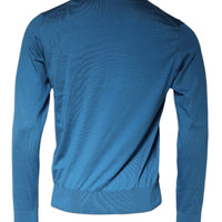 Dolce & Gabbana Blue Long Sleeve Crew Neck Pullover Sweater