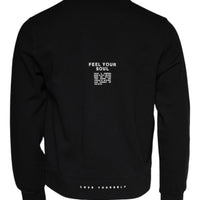 Dolce & Gabbana Black Printed Crew Neck Men Pullover Sweater