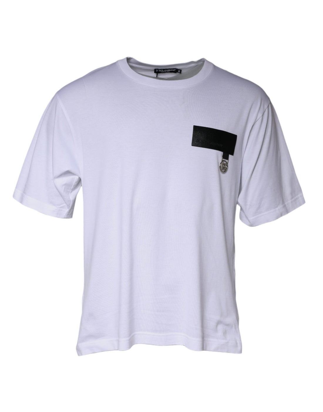 Dolce & Gabbana White Logo Patch Cotton Crew Neck T-shirt