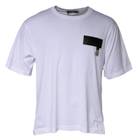 Dolce & Gabbana White Logo Patch Cotton Crew Neck T-shirt