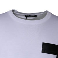 Dolce & Gabbana White Logo Patch Cotton Crew Neck T-shirt