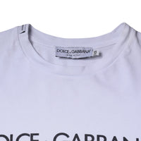 Dolce & Gabbana White Logo Print Cotton Crew Neck T-shirt