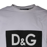 Dolce & Gabbana White Logo Print Cotton Crew Neck T-shirt