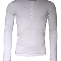 Dolce & Gabbana White Cotton Buttoned Long Sleeves T-shirt