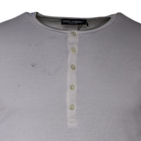 Dolce & Gabbana White Cotton Buttoned Long Sleeves T-shirt