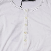 Dolce & Gabbana White Cotton Buttoned Long Sleeves T-shirt