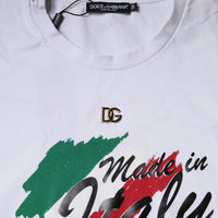 Dolce & Gabbana White Graphic Print Cotton Crew Neck T-shirt