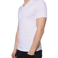 Dolce & Gabbana White Cotton V-neck Short Sleeves T-shirt