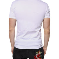 Dolce & Gabbana White Cotton V-neck Short Sleeves T-shirt