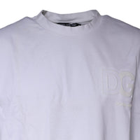 Dolce & Gabbana White Embossed Logo Crew Neck T-shirt