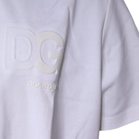 Dolce & Gabbana White Embossed Logo Crew Neck T-shirt