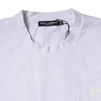 Dolce & Gabbana White Embossed Logo Crew Neck T-shirt