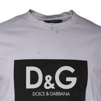 Dolce & Gabbana White Logo Print Cotton Crew Neck T-shirt