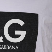 Dolce & Gabbana White Logo Print Cotton Crew Neck T-shirt