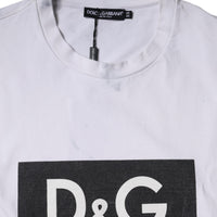 Dolce & Gabbana White Logo Print Cotton Crew Neck T-shirt