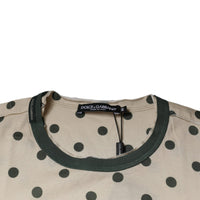 Dolce & Gabbana Beige Graphic Print Polka Dot Cotton T-shirt