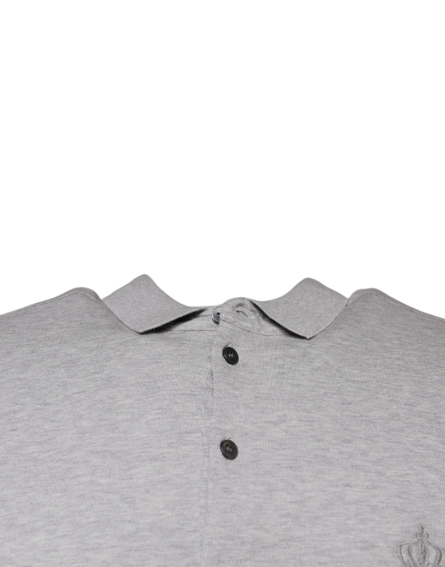 Dolce & Gabbana Gray Crown Collared Short Sleeve Polo T-shirt