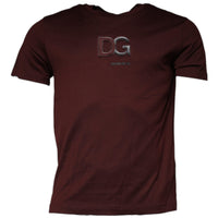 Dolce & Gabbana Maroon DG Logo Cotton Crew Neck T-shirt