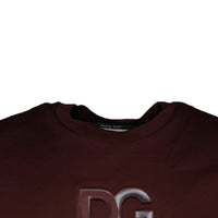 Dolce & Gabbana Maroon DG Logo Cotton Crew Neck T-shirt