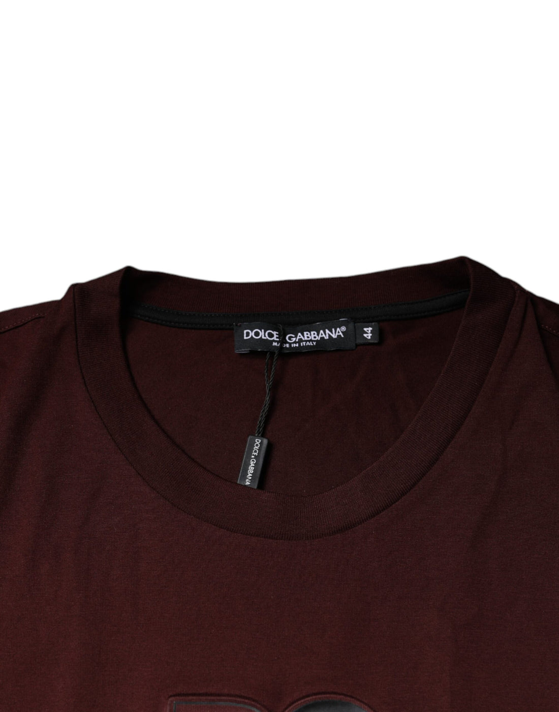 Dolce & Gabbana Maroon DG Logo Cotton Crew Neck T-shirt