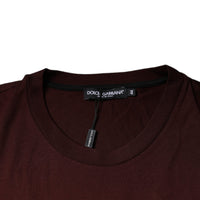 Dolce & Gabbana Maroon DG Logo Cotton Crew Neck T-shirt