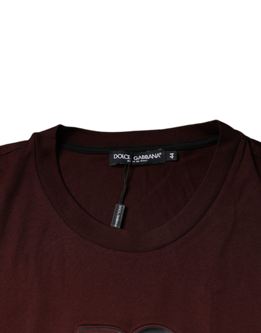 Dolce & Gabbana Maroon DG Logo Cotton Crew Neck T-shirt