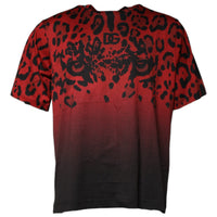 Dolce & Gabbana Red Leopard Cotton Short Sleeves T-shirt