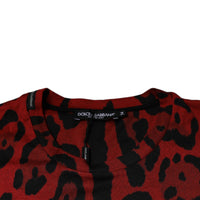 Dolce & Gabbana Red Leopard Cotton Short Sleeves T-shirt