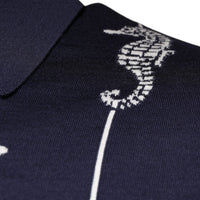 Dolce & Gabbana Dark Blue Sea Horse Collared Polo T-shirt