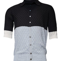 Dolce & Gabbana Multicolor Silk Button Down Collared T-shirt