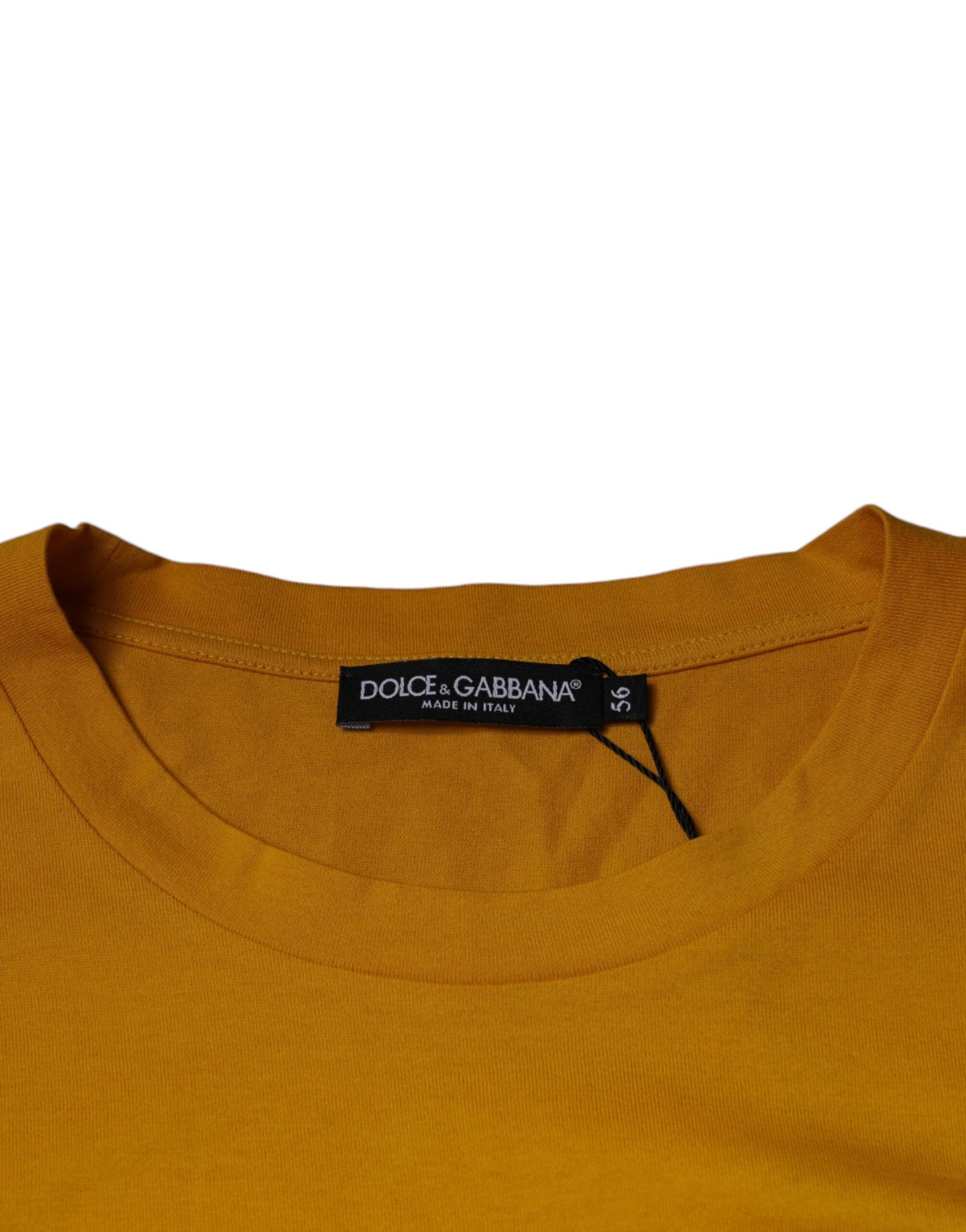 Dolce &amp; Gabbana Mustard Embossed Logo Crew Neck T-shirt