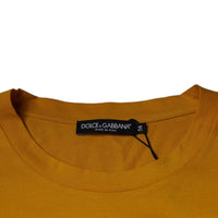 Dolce & Gabbana Mustard Embossed Logo Crew Neck T-shirt