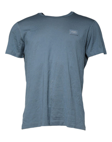 Dolce & Gabbana Blue Cotton Round Neck Short Sleeve T-shirt